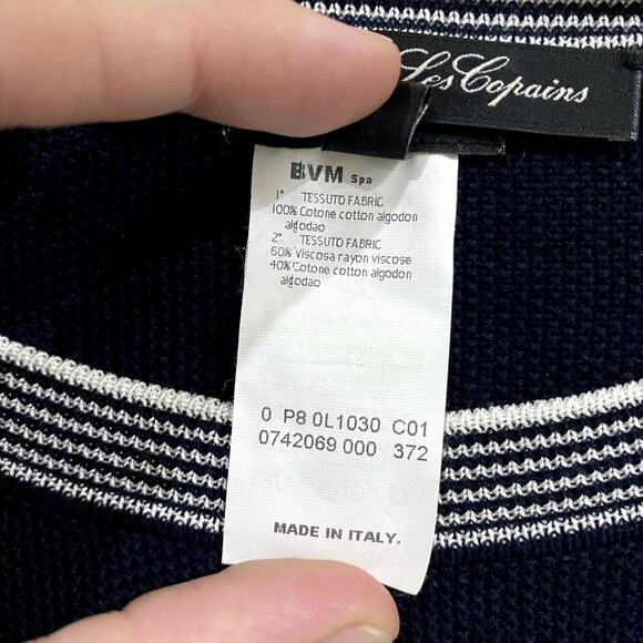 Les Copains Navy Blue 3/4 Sleeve Top 100% Cotton - Picture 6 of 6